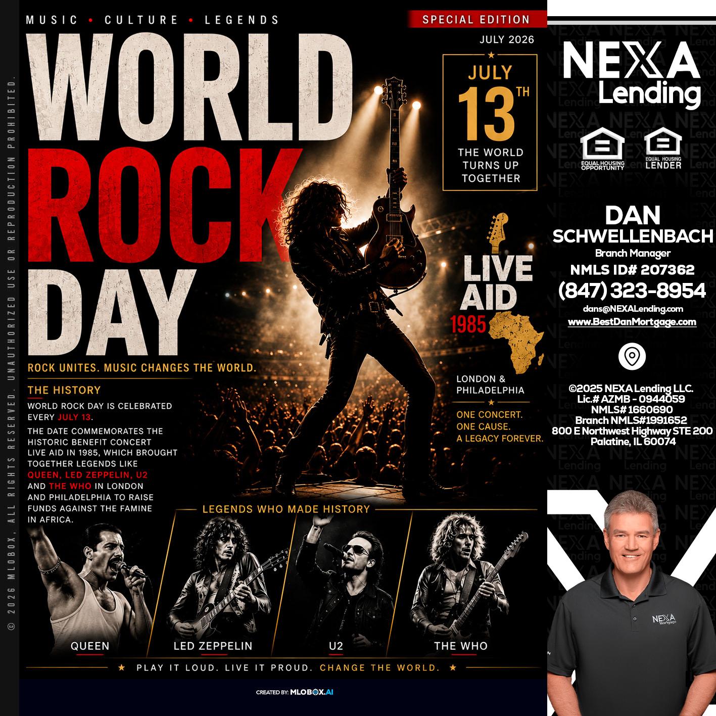 WORLD ROCK MUSIC DAY - Dan Schwellenbach -Mortgage Loan Originator