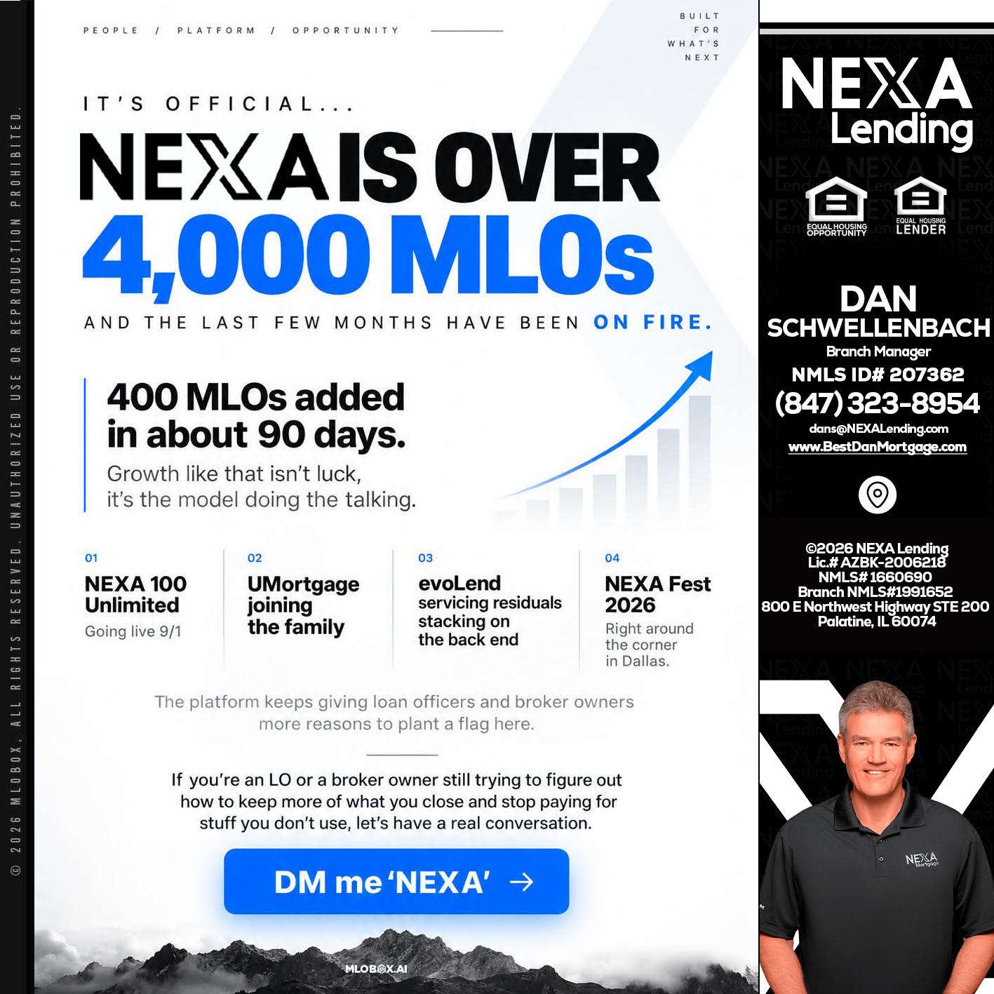 NEXA IS OVER 4000 MLOs - Dan Schwellenbach -Mortgage Loan Originator
